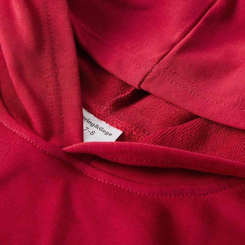 Spring&Gege Youth Solid Pullover Sport Hoodies Soft Kids Hooded Sweatshirts for Boys and Girls Cardinal Size 7-8 Years - Image 3